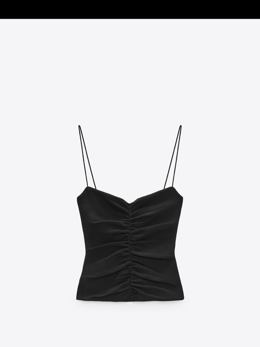 Zara Black Ruched Spaghetti Strap Cami